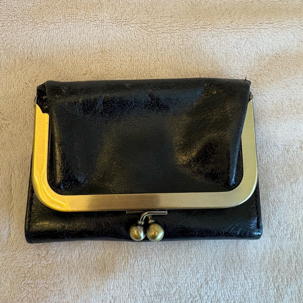 HOBO black leather trifold wallet